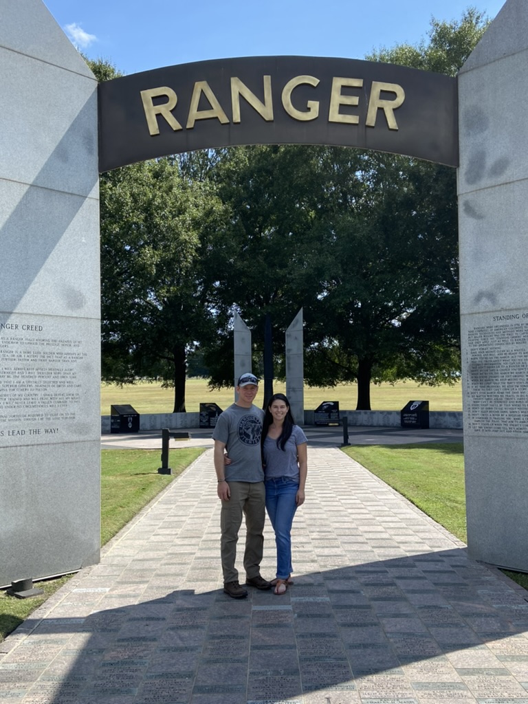 Nick Cavato with his wife after a military milestone.
